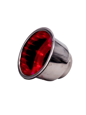 Porta copo em aço inox com dreno e led - Vermelho 