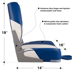 Assento dobrável plástico slim, na AZUL E BRANCA