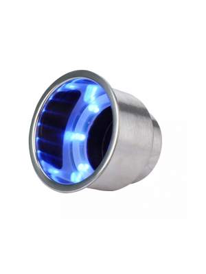Porta copo em aço inox com dreno e led - Azul