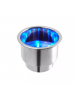 Porta copo em aço inox com dreno e led - Azul