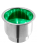 Porta copo em aço inox com dreno e led - Verde