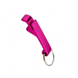 Abridor de garrafa em metal na cor rosa