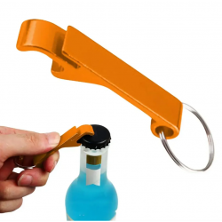 Abridor de lata de metal na cor laranja - para uso em embarcação
