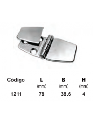 Dobradiça inox com capa 6 furos   38.6mm x 78.4mm