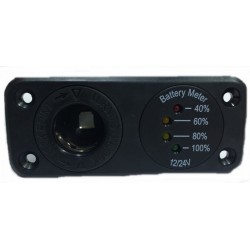 Painel duplo, tomada 12v + Amperimetro 