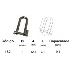 Manilha Reta Longa Pino com Chave INOX