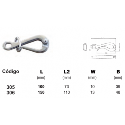 Mosquetão Pelicano com Link S INOX (100mm)