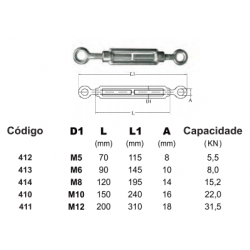 Esticador Olhal e Olhal INOX (M6)