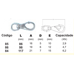 Mosquetão com destorcedor INOX (117mm)