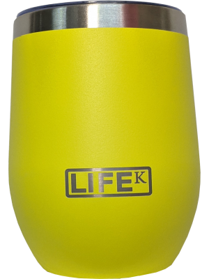 Copo LIFEK térmico EM AÇO INOX, na cor AMARELO, 354ML, com tampa