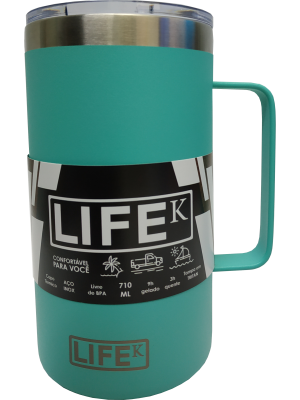 Caneca LIFEK térmica EM AÇO INOX, na cor Verde, 710ML, com tampa