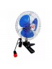 Ventilador Giratório 8" -  12V/15W, com 3 laminas na cor azul e base em clip